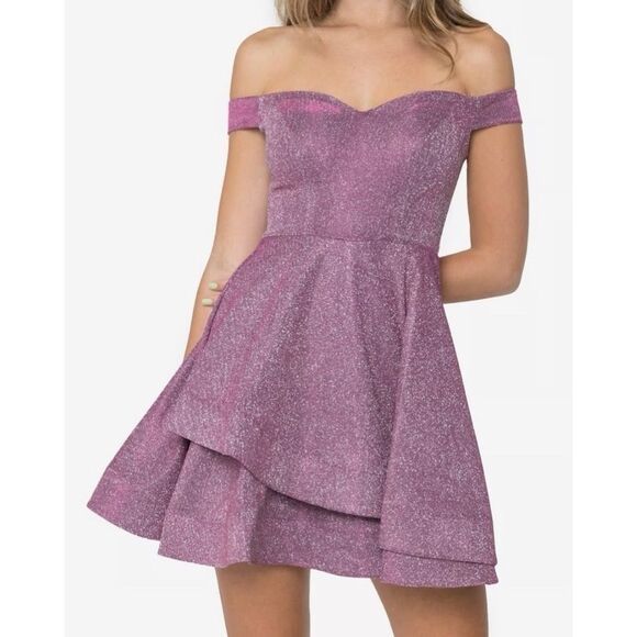 B. Darlin Off The Shoulder Glittery Dress Size 7/8 - Picture 1 of 12